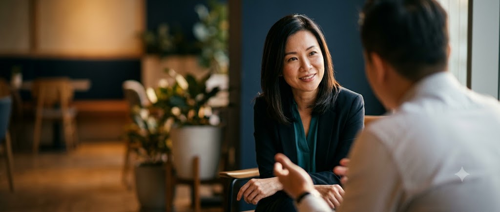 A leader in a real coaching conversation with a senior advisor
